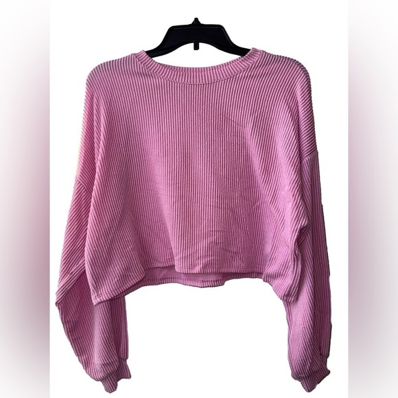 Dress Up Pink Cropped Ribbed Sweater Size M - Picture 5 of 6